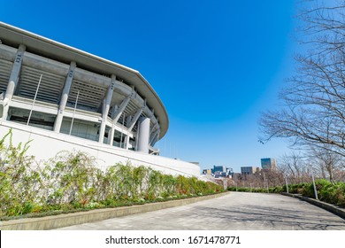 Shin-Yokohama, Kohoku-ku, Yokohama, Kanagawa / Japan-2020-3-11: Yokohama International Stadium And Clear Blue Sky