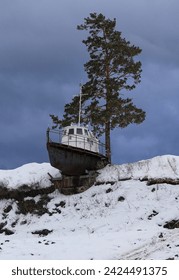 ship aground in the Aral Sea


