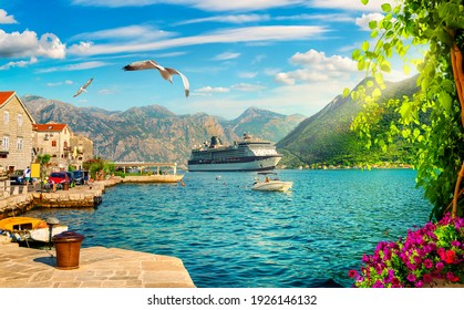 Ship In the bay of Kotor, Montenegro