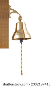 Ship bell close up isolated on a white background