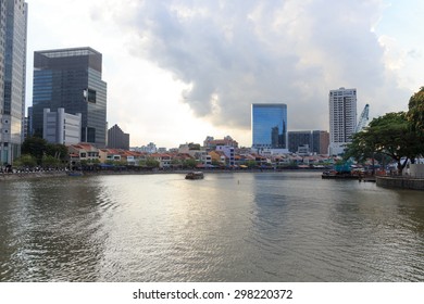 Ship At Boat Quay In Singapore