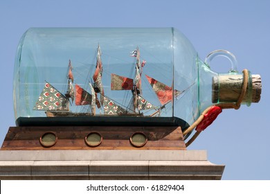 Ship In A Bottle On Trafalgar Squares Fourth Plinth.