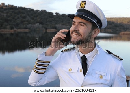 Ship captain making an international call 