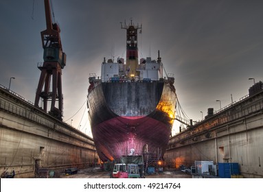 A Ship In A Dock In Gothenburg Harbour.