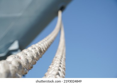 ship. ship docked in the port. detail. the ropes of a moored ship.