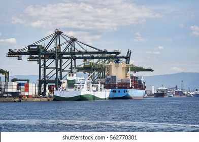 Ship Docked In Port Of Santos