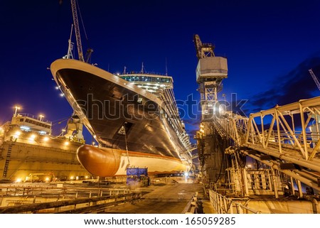 Ship in dry dock, Bahamas