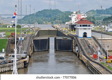 Ship Enter Pedro Miguel Lock Of The Panama Channel