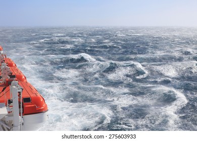 Ship Lifeboats And Rough Seas