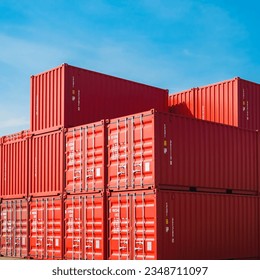 ship loading container in import - export pier and air cargo plane approach in airport use for transport and freight logistics business industry background