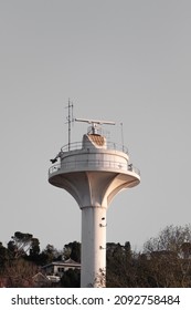 Ship Navigation Management Center. Sea Traffic Control For Logistic, Monitoring Wind Speed And Direction Of Flow.