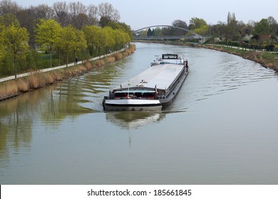 ship on the Midland Canal or Mittellandkanal in Hannover, Germany