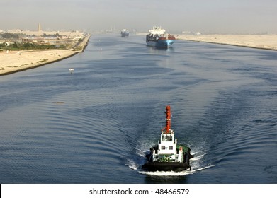 Ship Passing Through The Suez Canal