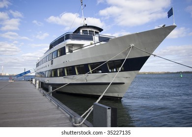 ship at pier / tied with ropes