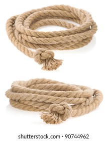 Ship Rope Tied With Knot Isolated On White Background