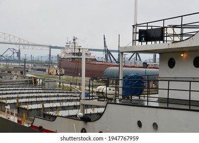 Ship In Soo Locks At St. Marys River, Sault Ste. Marie, Michigan