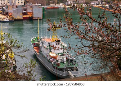 Ship Stay In The Channel In Sevastopol, Crimea