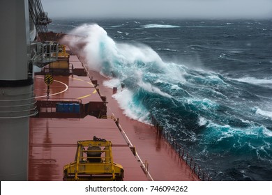 Ship At Storm In North Pacific