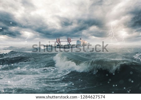 Ship in a stormy sea