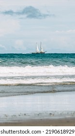 Ship With Two Sails Sailing In The Sea