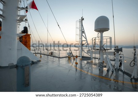 Ship Upper Deck with Navigation Systems

