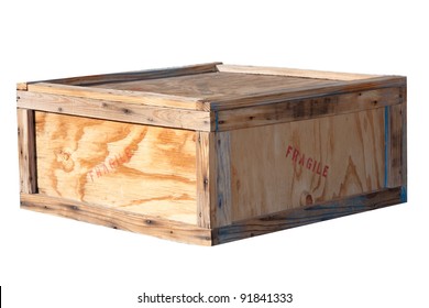 Shipping Box, Wooden Crate With Fragile Stamp