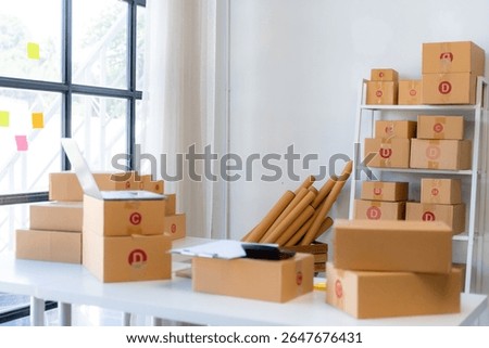 Shipping Boxes on Table for Small Business