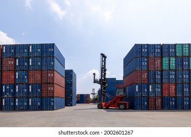 shipping container stack area and folklife handing for cargo transportation wide angle view business Service and industry transportation concept 