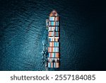 shipping logistic cargo container ship in black sea import export goods and distributing products to dealer and consumers across worldwide, by container ship transport business, industry service. 