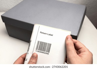 Shipping return label document for online order refund