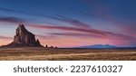 Shiprock, the great volcanic rock mountain in desert plane of New Mexico, USA