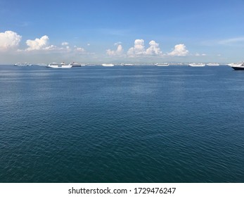 Ships Are Anchored Off Manila In The Philippines, Including Many Of The Ships During Covid 19 On May 2020