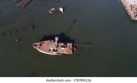 Ships Decaying At The Arthur Kill Ship Graveyard Along The Arthur Kill Near Staten Island