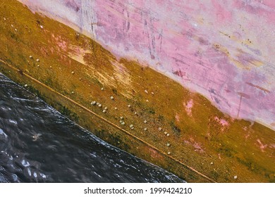 Ship's Hull With Marine Growing, Antifouling System Failed