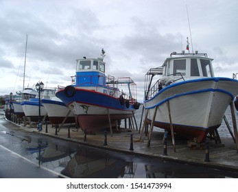 Ships Mothballed For The Winter Season On The Black Sea. City Of Nessebar (Bulgaria)                               