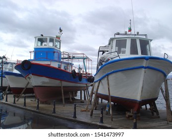 Ships Mothballed For The Winter Season On The Black Sea. City Of Nessebar (Bulgaria)                               