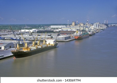 Ships In The Port Of Savannah, Savannah, Georgia