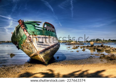 Shipwreck on a Beach in Brittany