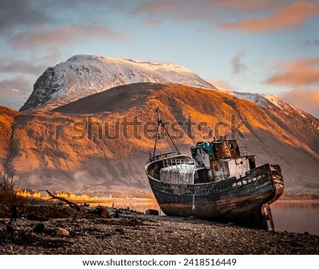 Shipwreck on the shore of Loch Linnhe.