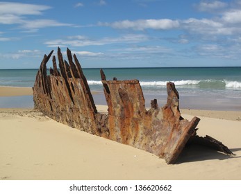 Shipwreck remains of the Trinculo, an iron sailing barque, on East Gippsland beach Victoria