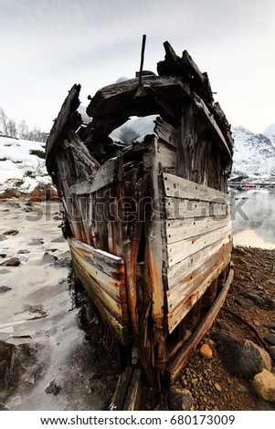 Similar – Shipwreck on the Lofoten Islands