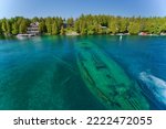 The Shipwrecks the Schooner Sweepstakes in Big Tub Harbour, Bruce Peninsula National Park and Fathom Five National Marine Park, Tobermory, Ontario, Canada