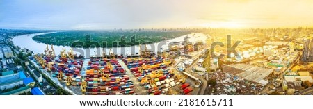 Shipyard Cargo Container Canal Port Freight forwarding Shipyard Cargo Container Sea Port Freight forwarding service logistics and transportation. Long Canal around International Panama port import 