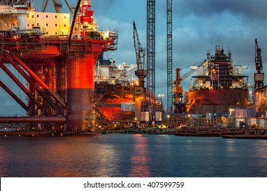 Shipyard industry - Oil Rig under construction in Gdansk, Poland.