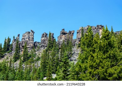 The Shipyard Rock Formations Above The Shipyard-Titanic Trail Near Tumbler Ridge In British Columbia, Canada