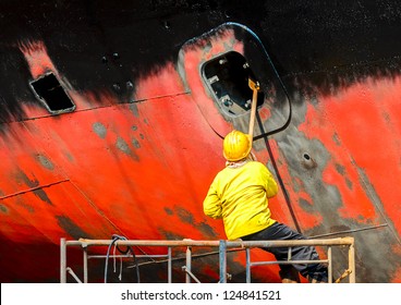 Shipyard Worker To Clean Ship