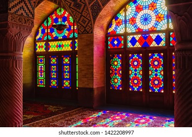 SHIRAZ, IRAN - NOVEMBER 21, 2016: Nasir al-Mulk mosque or Pink mosque, Shiraz, Iran. It was built in 1888 and is known in Persian as Masjed-e Naseer ol Molk.