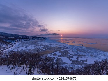 Shiretoko, Dusk, Drift Ice and Sea of Okhotsk