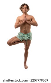 Shirtless Man In Handstand In Studio