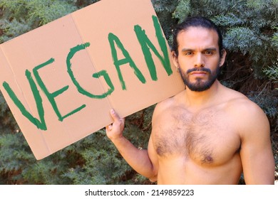 Shirtless Muscular Man Doing A Plant Based Diet 